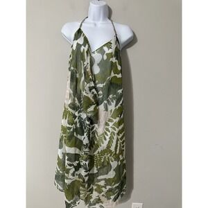 Pool To Party Subtle Luxury Halter Neck Cover Up Dress Tropical Palms One Size